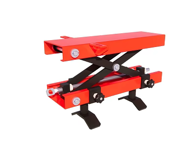 Red Hydraulic Scissor Lift Table With Steel Frame And Adjustable Height 3d model