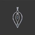 Elegant Silver Leaf Shaped Pendant Adorned With Blue Gemstones Fashion Accessory