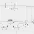 Modern Dining Table Set With Orange Chairs Black Accents Dark Wall And City View