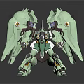 Green Mecha Character Featuring Biological Elements Two Wing Like Structures And Orange Eyes 3d model