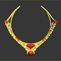 Ornate Household Living Accessory Golden Crown With Red Gemstones Gold Decorations And Reflections