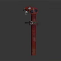 Red Rusty Metal Fire Pipe With Two Valves On Gray Background 3d model