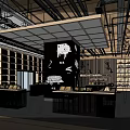 Modern Retail Store Interior With Shelves Display Counters And Central Black Structure
