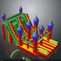 Kids Inflatable Castle with Colorful Slides and Spire Towers for Play Fun