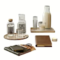 Decorative Accessory Set with Glass Vases Bottles Trays Notebooks Scissors and Candle