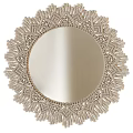 Round Decorative Mirror With Intricate Woven Frame Design For Home Decor