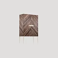 Elegant Modern Entryway Console Cabinet With Herringbone Wooden Design Brass Handle And Golden Metal Legs