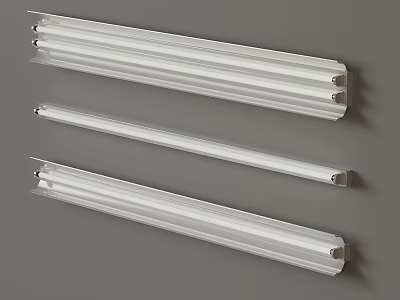 White Kitchen Lighting Strips In Various Lengths Mounted On Gray Background 3d model