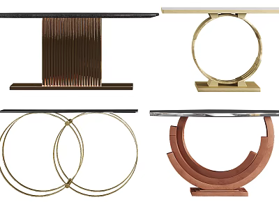 Contemporary Console Tables With Geometric Metal Bases And Sleek Glass Tops 3d model