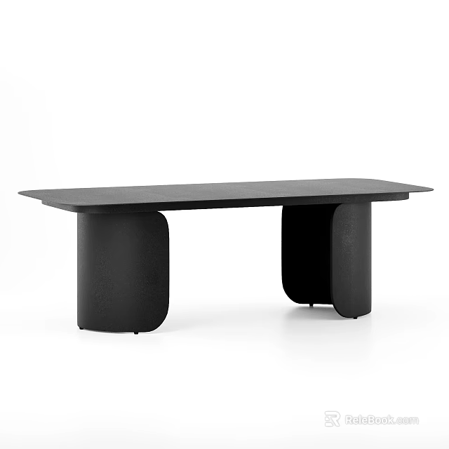 Modern Black Coffee Table With Curved Legs And Rectangular Top Design 3d model 