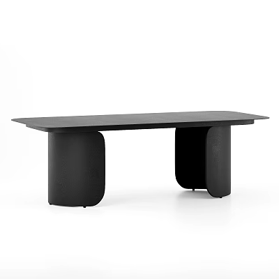 Modern Black Coffee Table With Curved Legs And Rectangular Top Design 3d model