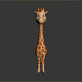 Cute 3D Cartoon Giraffe Character Animated Creature With Orange Spots And Red Mane