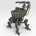 Military Camouflage Mechanical Robot With Mechanical Legs Weapon System And Tactical Structure 3d model