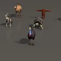 Animal Mammal Low Model Animal Low Face Number Animal Game Animal Simple Model Realistic Animal Camel Kangaroo Ostrich Turtle Lizard 3d model