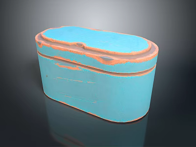 Blue Decorative Storage Box With Orange Edge Lid For Home Organizing 3d model