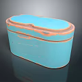 Blue Decorative Storage Box With Orange Edge Lid For Home Organizing