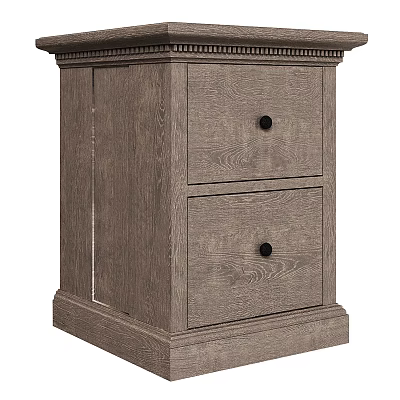 Classic Solid Wood Nightstand With Two Drawers And Decorative Trim Design 3d model