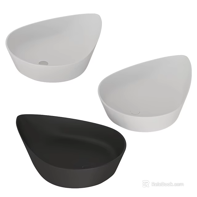 Modern Teardrop Shaped Washbasins in Black and White for Stylish Bathroom Design 3d model 