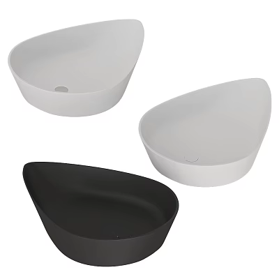 Modern Teardrop Shaped Washbasins in Black and White for Stylish Bathroom Design 3d model