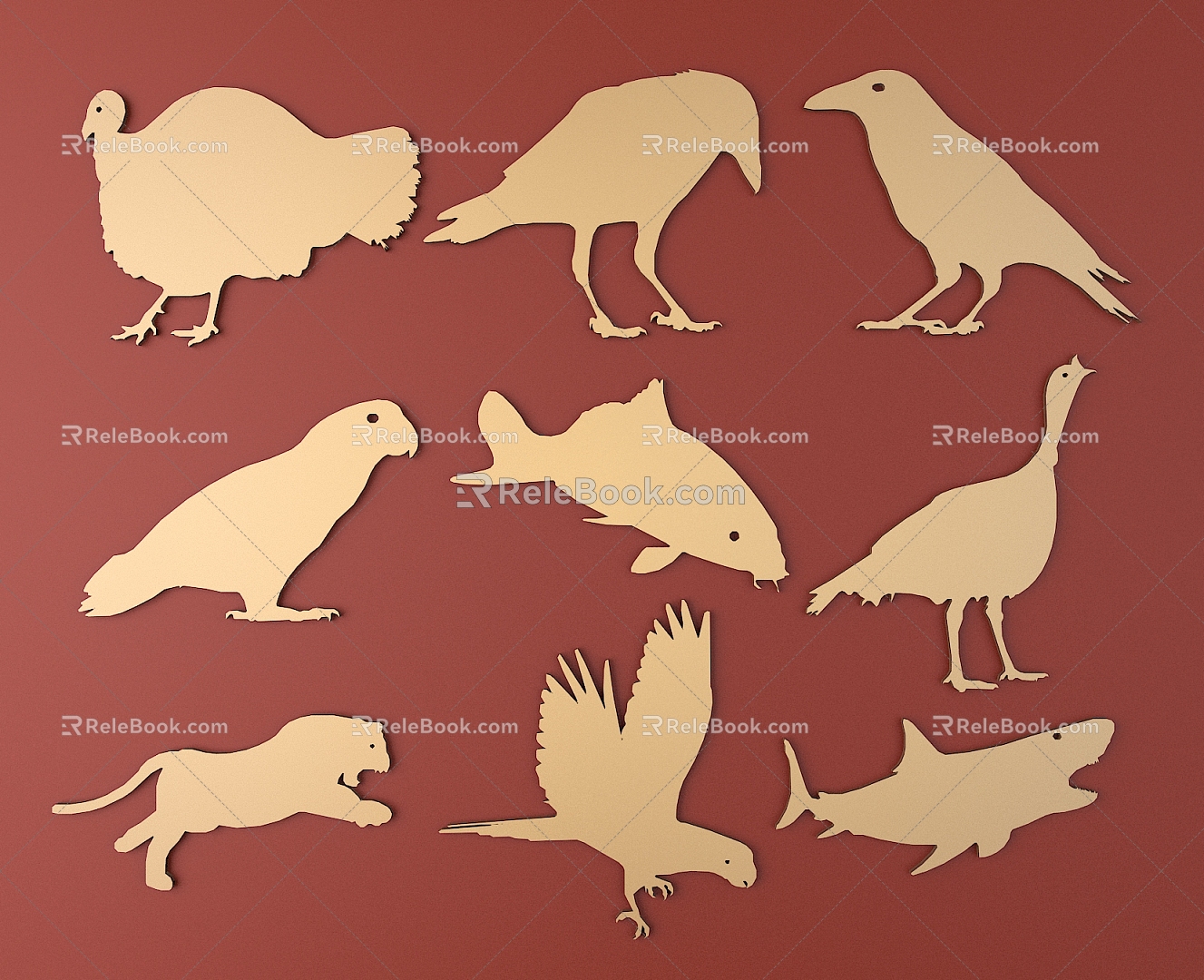 Animal Silhouette Metal Carved Animal Pattern 3d model