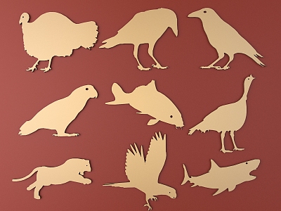 Animal Silhouette Metal Carved Animal Pattern 3d model