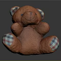 Orange Plush Teddy Bear Doll With Plaid Pattern On Ears And Feet