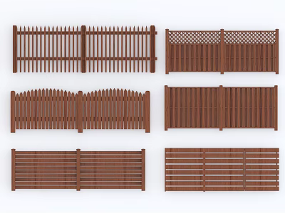Durable Wooden Fences With Various Designs For Outdoor Privacy And Decoration 3d model