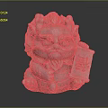 Traditional Green Lion Sculpture Carving With Fortune Plaque And Detailed Handcrafted Design