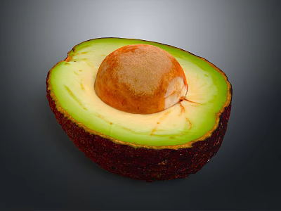 Halved Fresh Avocado With Green Creamy Flesh And Brown Pit 3d model