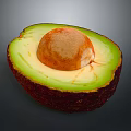 Halved Fresh Avocado With Green Creamy Flesh And Brown Pit