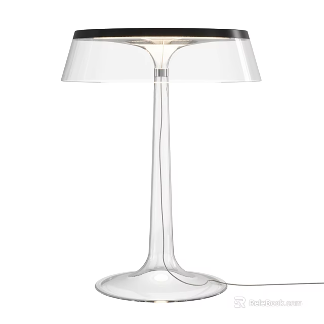 Modern Transparent Glass Table Lamp With Curved Base And Clear Shade Design 3d model 