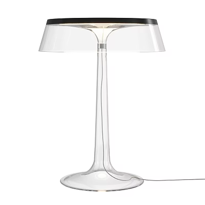 Modern Transparent Glass Table Lamp With Curved Base And Clear Shade Design 3d model