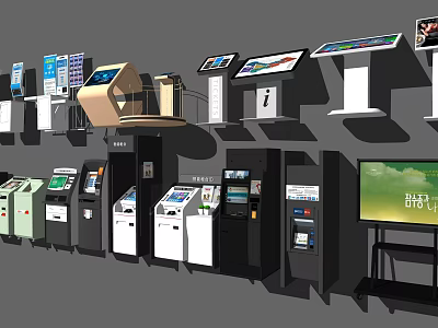 Bank Self Service Devices Including ATMs Kiosks And Interactive Screens for Efficient Customer Banking Services 3d model