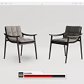 Modern Round Dining Table Set With Four Upholstered Chairs And Metal Frame 3d model