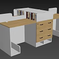 Modular Office Desk With Wooden Top Drawers And Partition Divider Design