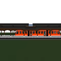 Covered Train Station With Wooden Roof Pillars Orange Train Platform And Zebra Crossing