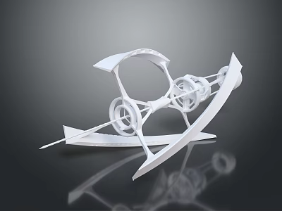 Modern Abstract Sculpture With Geometric Curves And Circular Elements On Black Background 3d model