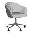 Modern White Office Chairs With Armrests Stitched Details And Metal Base Wheels