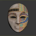 Vibrant Animal Mask With Colorful Geometric Patterns And Decorative Forehead Ornament Design