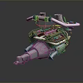 Detailed Industrial Mechanical Engine Part With Metal Pipes And Complex Structure