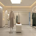 Modern Clothing Store Interior With Garment Racks Cashier Counter And Mirrors