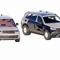Two SUV Cars White And Dark Blue Exterior Side View Design
