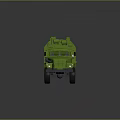 Green Military Truck With Six Wheels And Equipment On The Body