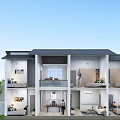 Modern Detached Villa Exterior And Interior Design With Two Story Balcony Spacious Rooms And Greenery