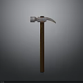 Sturdy Hammer with White Head Red Claw and Wooden Handle on Gray Background