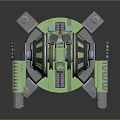 Green And Black Precision Mechanical Device With Rotating Parts And Stable Base