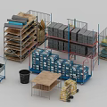 Multi Tiered Storage Racks with Metal Shelves Boxes Packages Mobile Carts and Bins