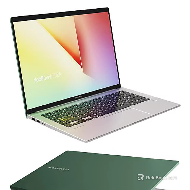 Modern Slim Laptop With Colorful Gradient Screen And Full Size Keyboard 3d model 