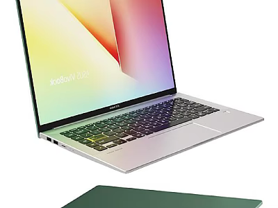 Modern Slim Laptop With Colorful Gradient Screen And Full Size Keyboard 3d model