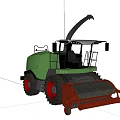 Industrial Agricultural Forage Harvester Green Body Red Cutting Mechanism Glass Cabin Large Tires